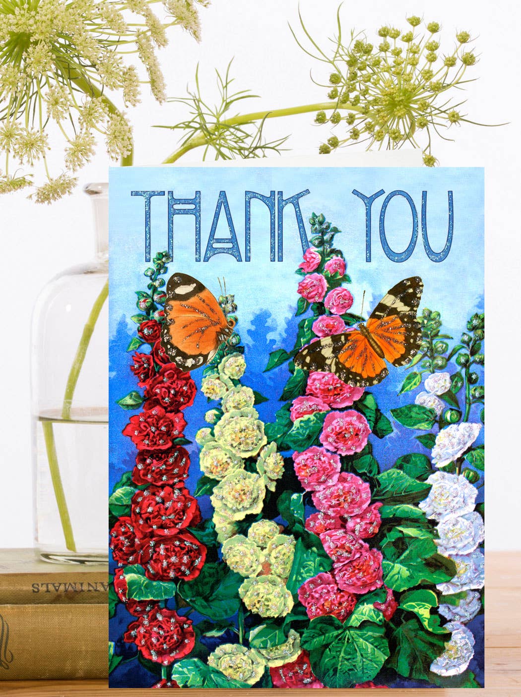 Hand Glittered Thank You Card