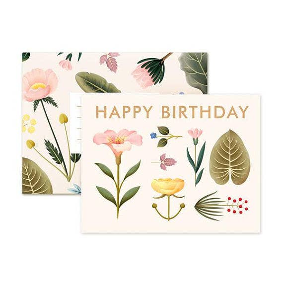 Lush Botany Birthday Card - Cream: Single