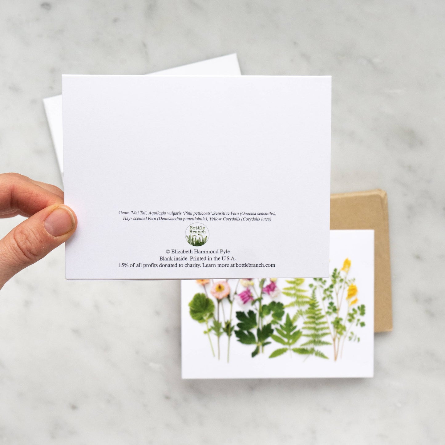 Card - spring wildflowers with ferns