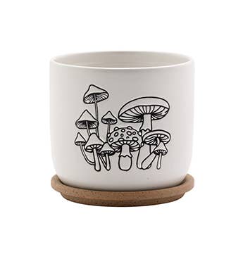 Planter White with Brown Mushrooms Item # 17270
