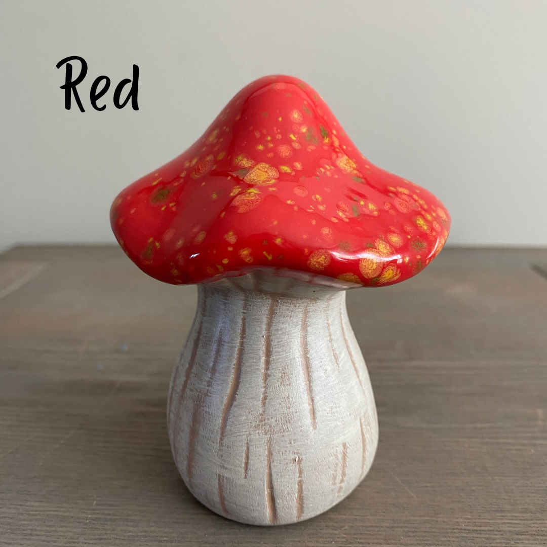 Ceramic Mushroom Decor: Red