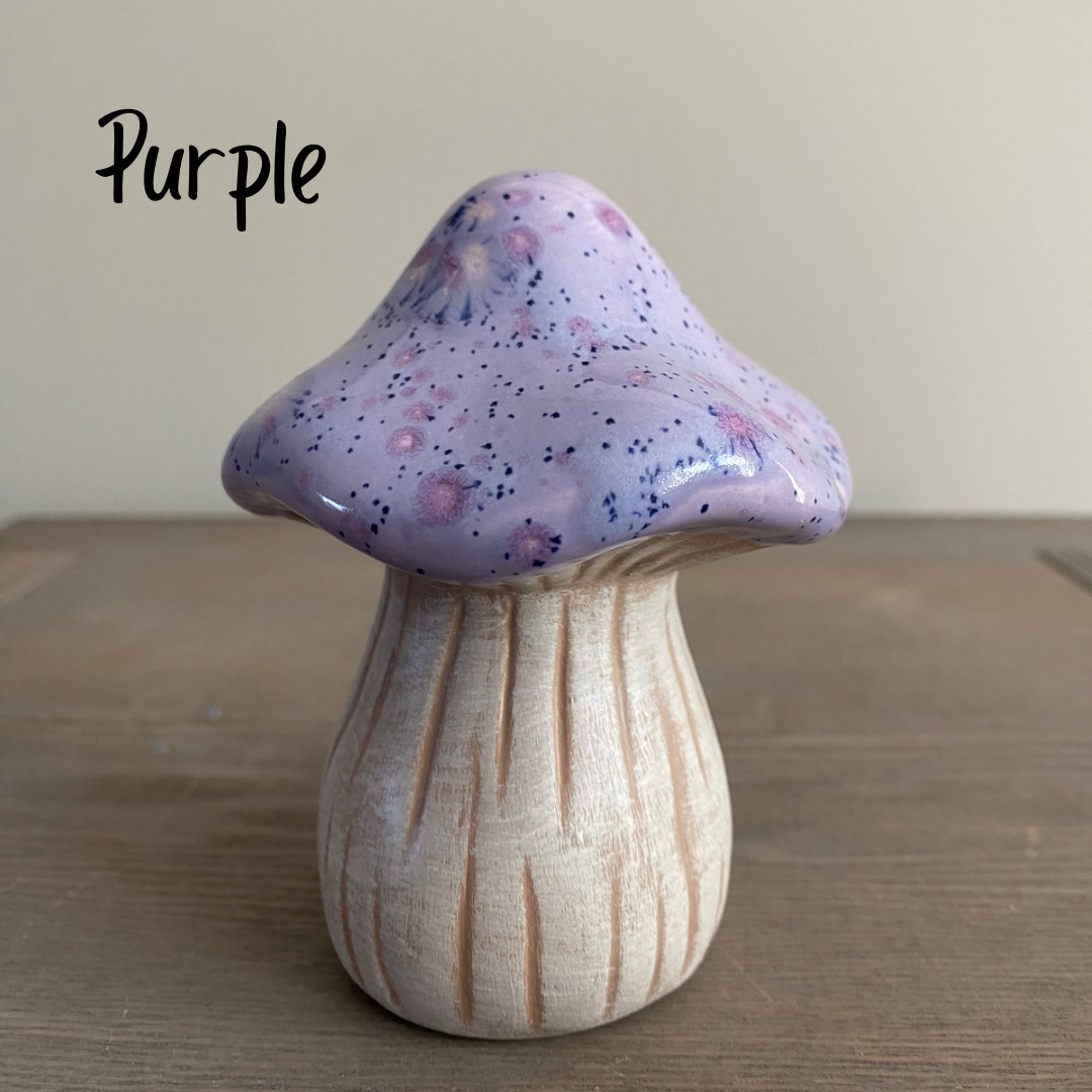 Ceramic Mushroom Decor: Purple