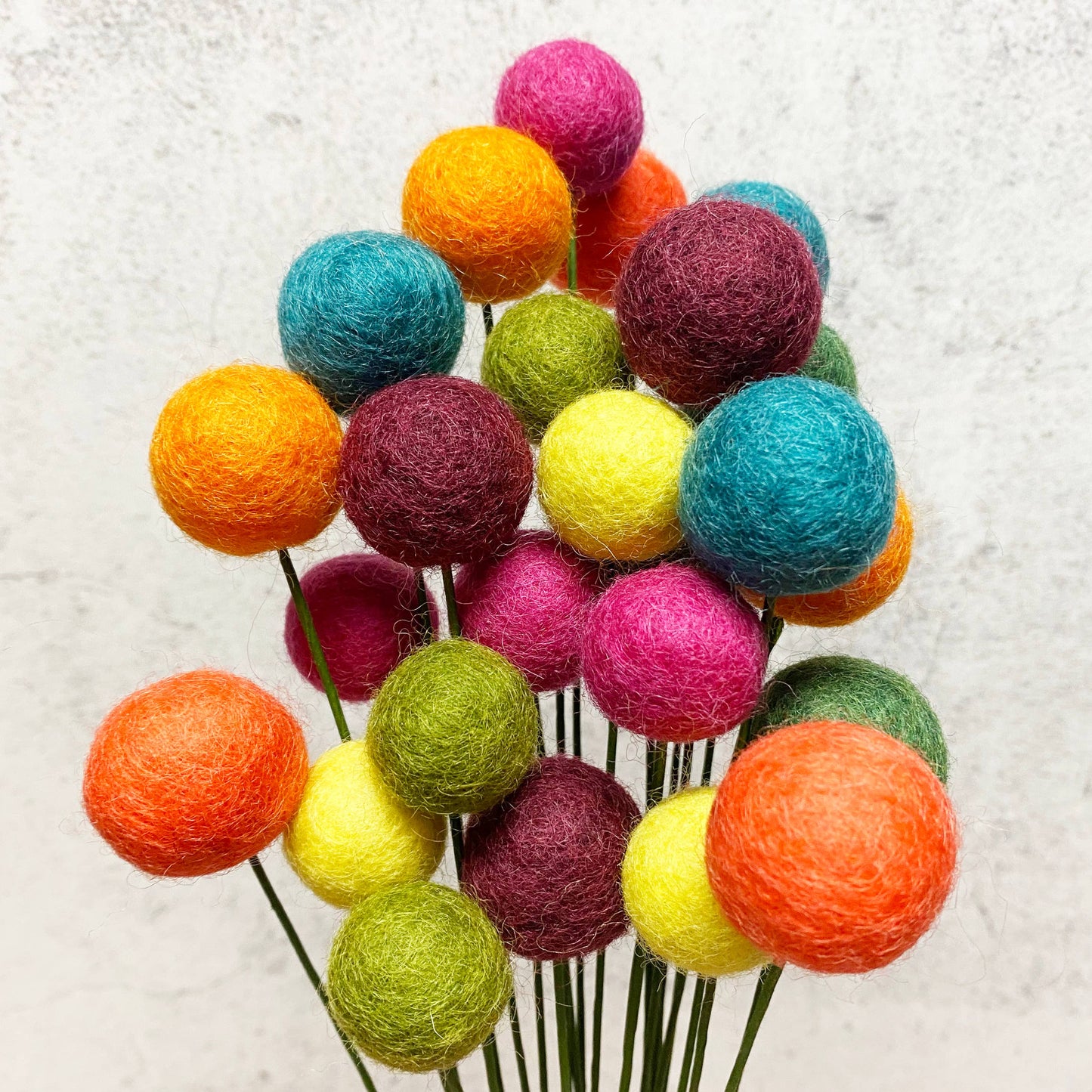 Set of 8 Felt Wool Flower Ball Bouquet Confetti Floral