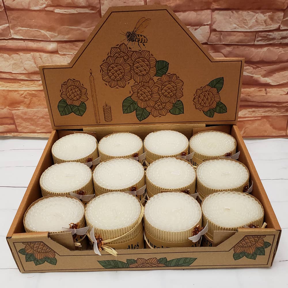 Round Natural White Beeswax Candle