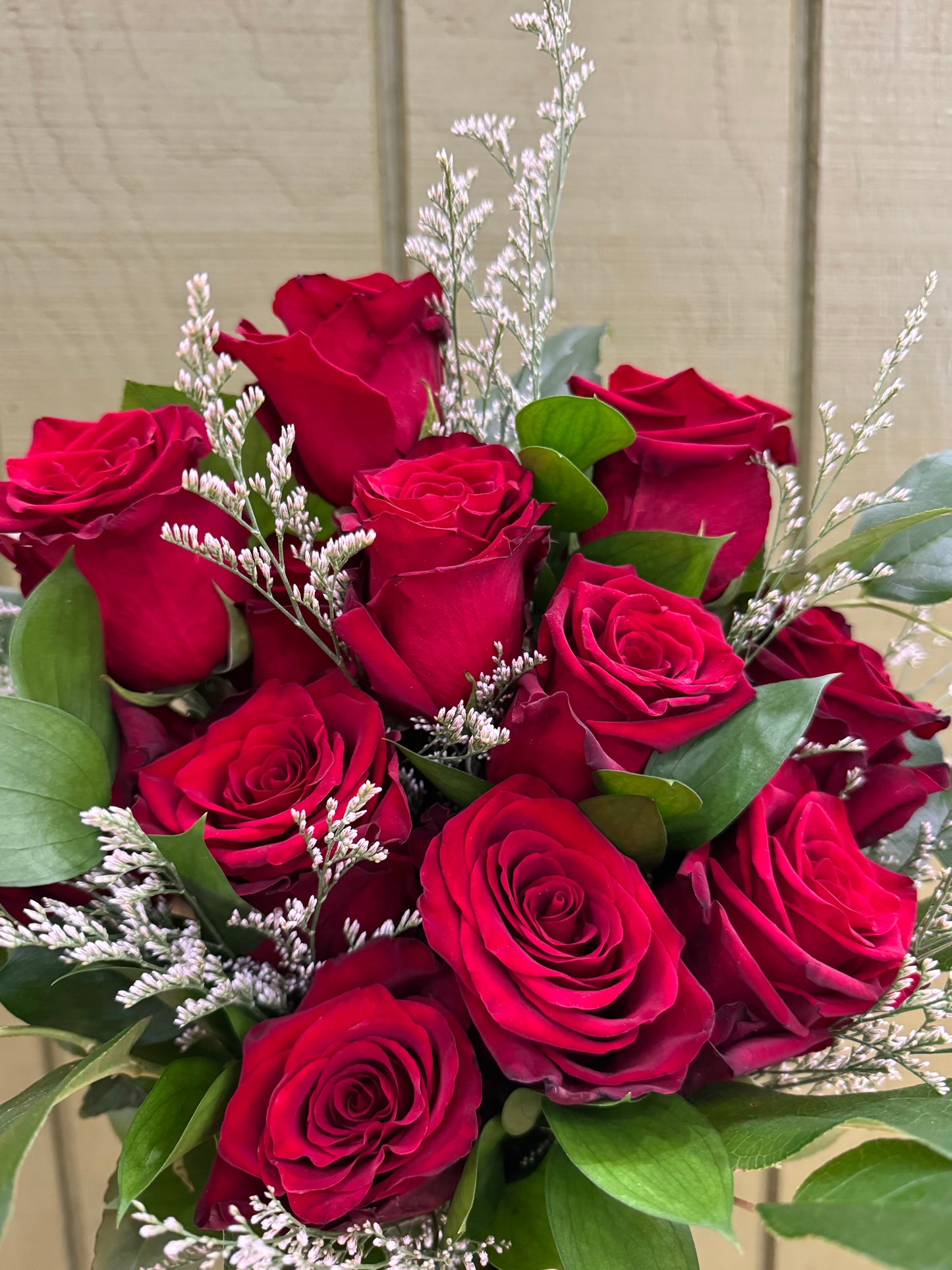 Carol Holly Bouquet - Dozen Roses Arrangement