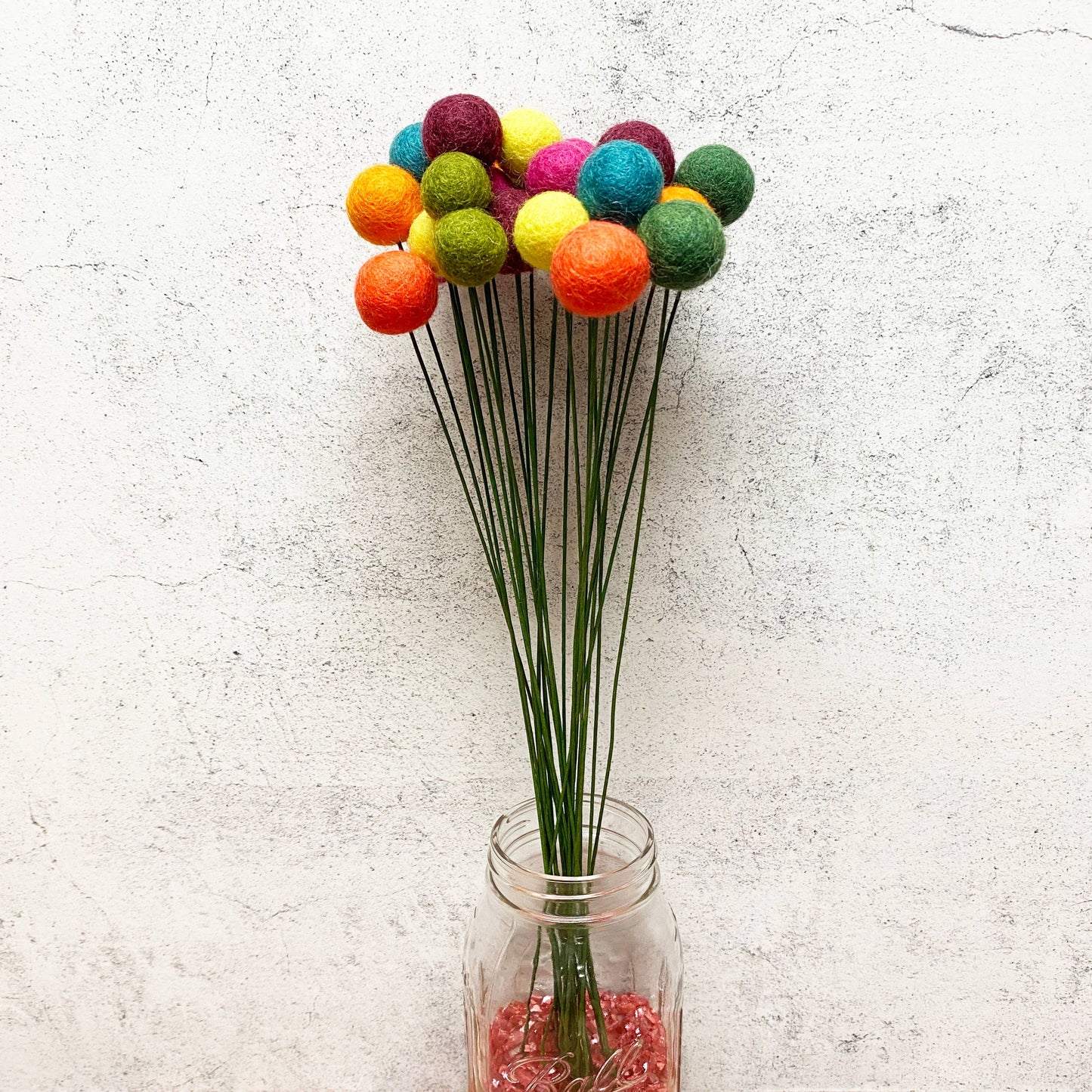 Set of 8 Felt Wool Flower Ball Bouquet Confetti Floral