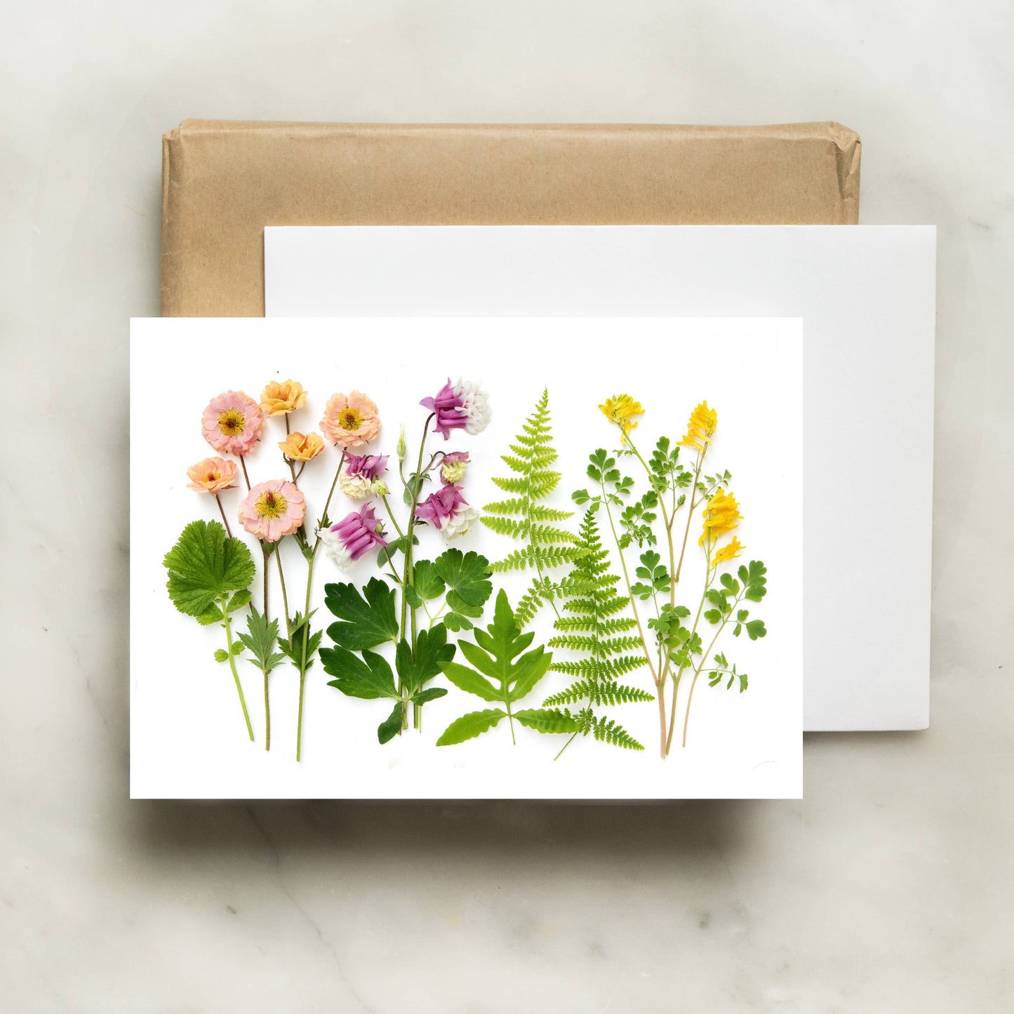 Card - spring wildflowers with ferns