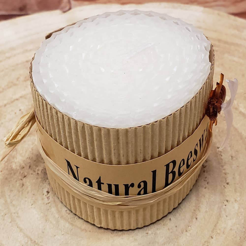 Round Natural White Beeswax Candle