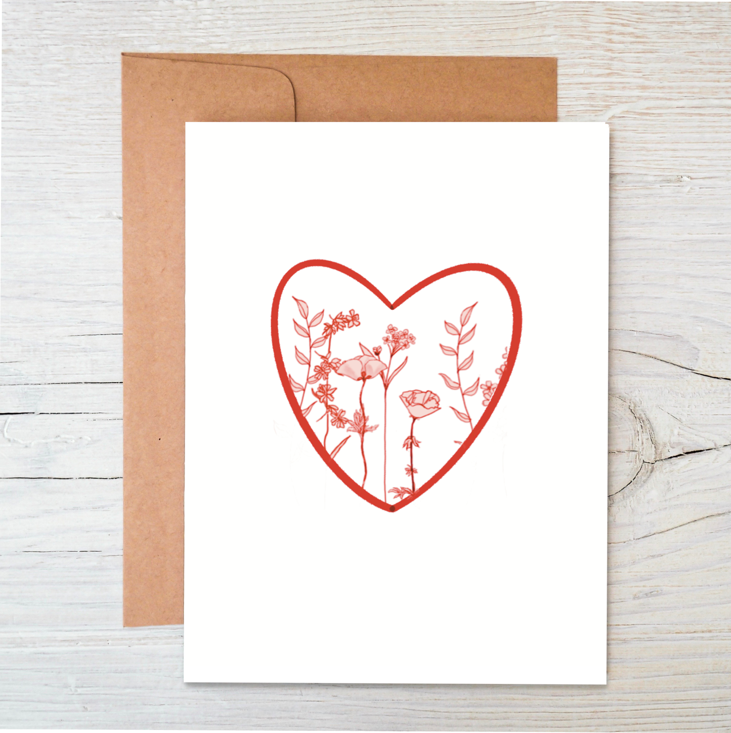 Plantable Love Card | Red Heart | Valentine Card | Eco Card: Kraft brown