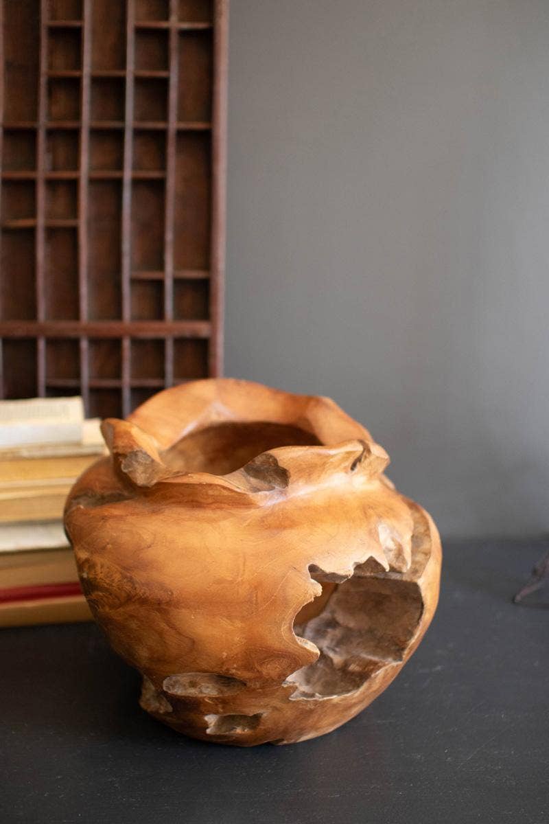 TEAKWOOD URN: Brown / Teakwood / 13"d x 11"t