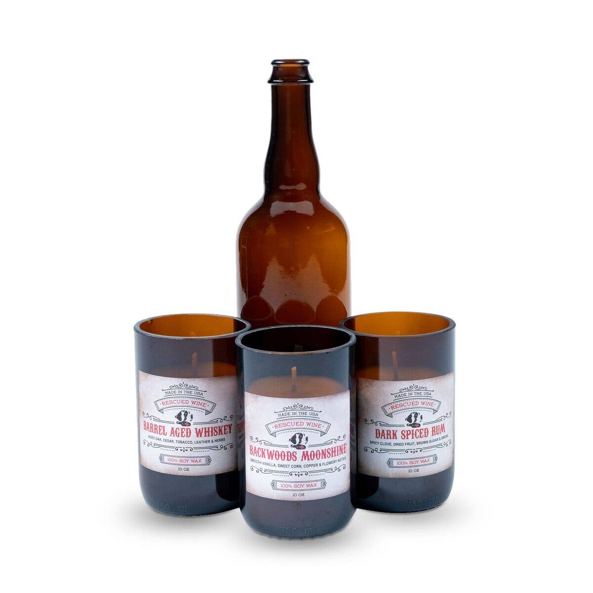 Upcycled Bottle Candle - Moonshine / Eco Friendly 10 oz.