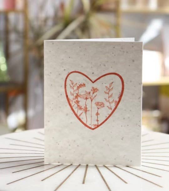 Plantable Love Card | Red Heart | Valentine Card | Eco Card: Kraft brown