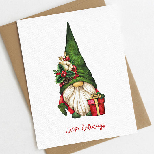 Happy Holidays Gnome Card