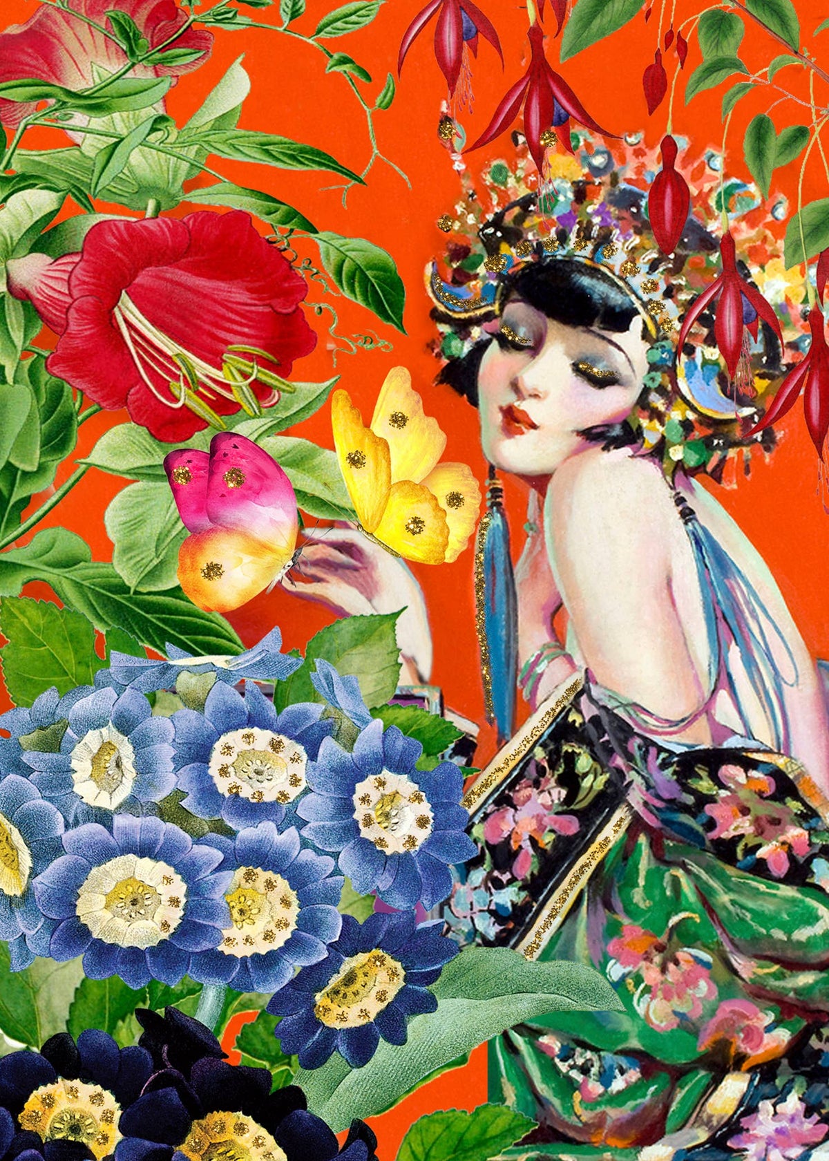 Her Friends the Butterflies Greeting Card