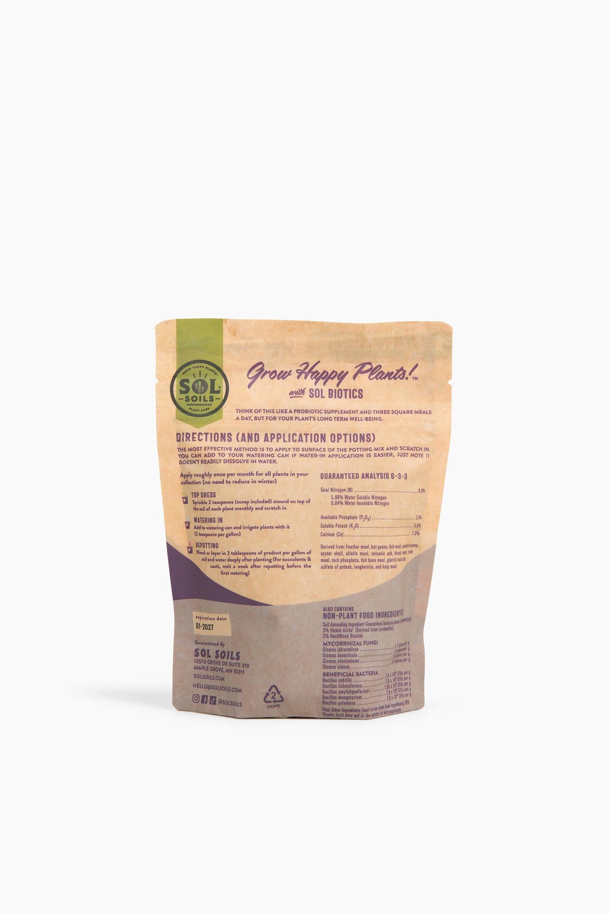 Sol Biotics - Necessary Nutrients - All-Natural Fertilizer