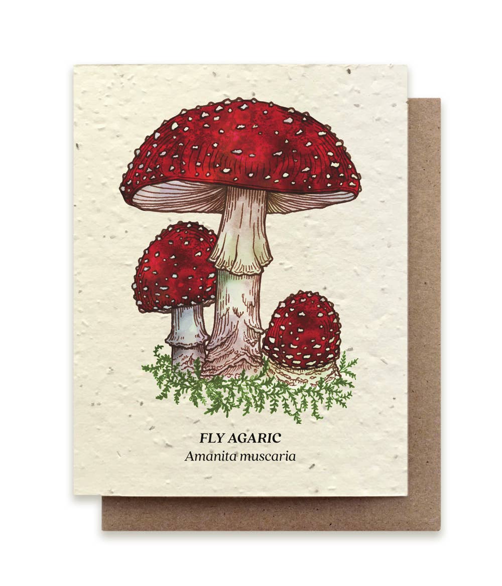 Fly Agaric Mushroom Plantable Wildflower Seed Card: Glassine Sleeves