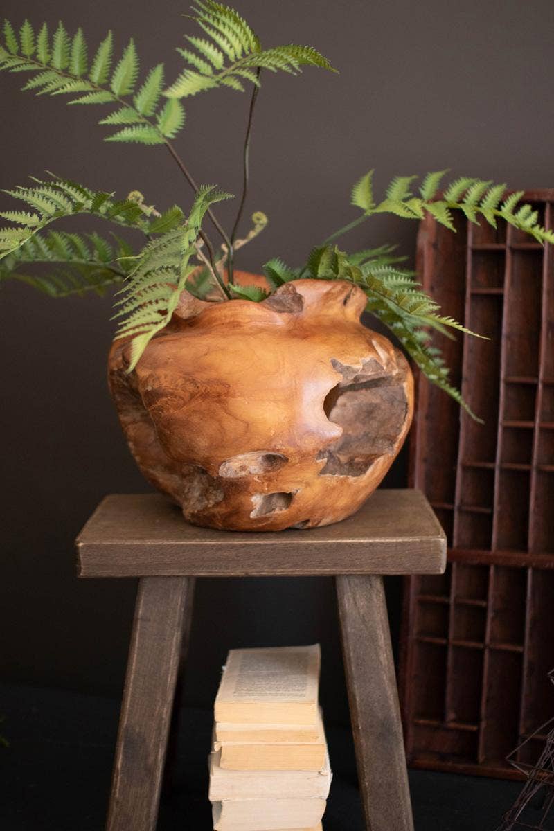 TEAKWOOD URN: Brown / Teakwood / 13"d x 11"t
