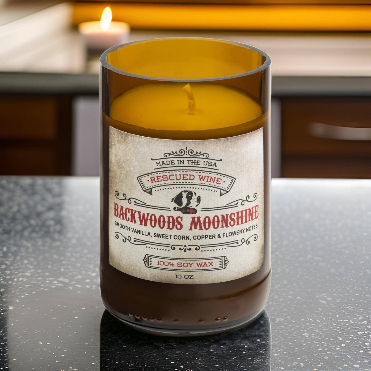 Upcycled Bottle Candle - Moonshine / Eco Friendly 10 oz.