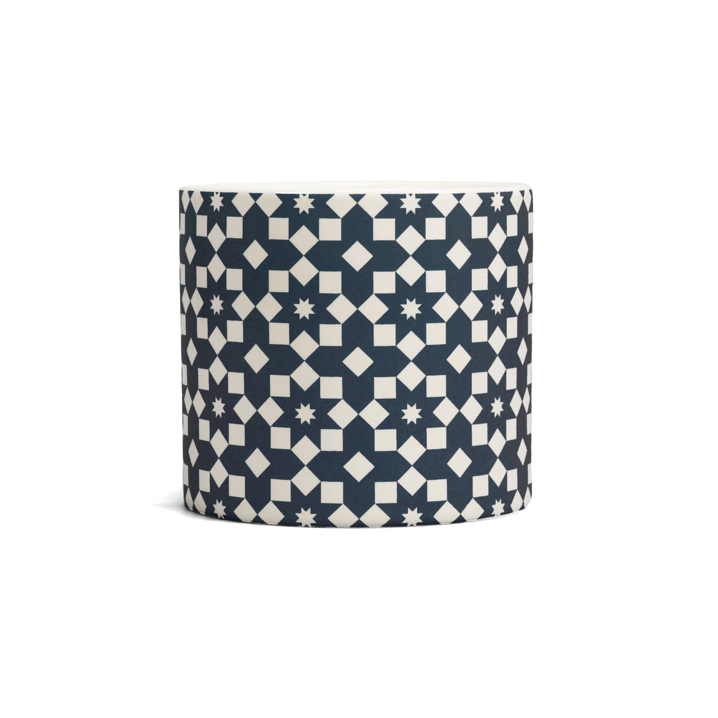 Ceramic Plant Pot Tiles Design Dark Grey Flowers