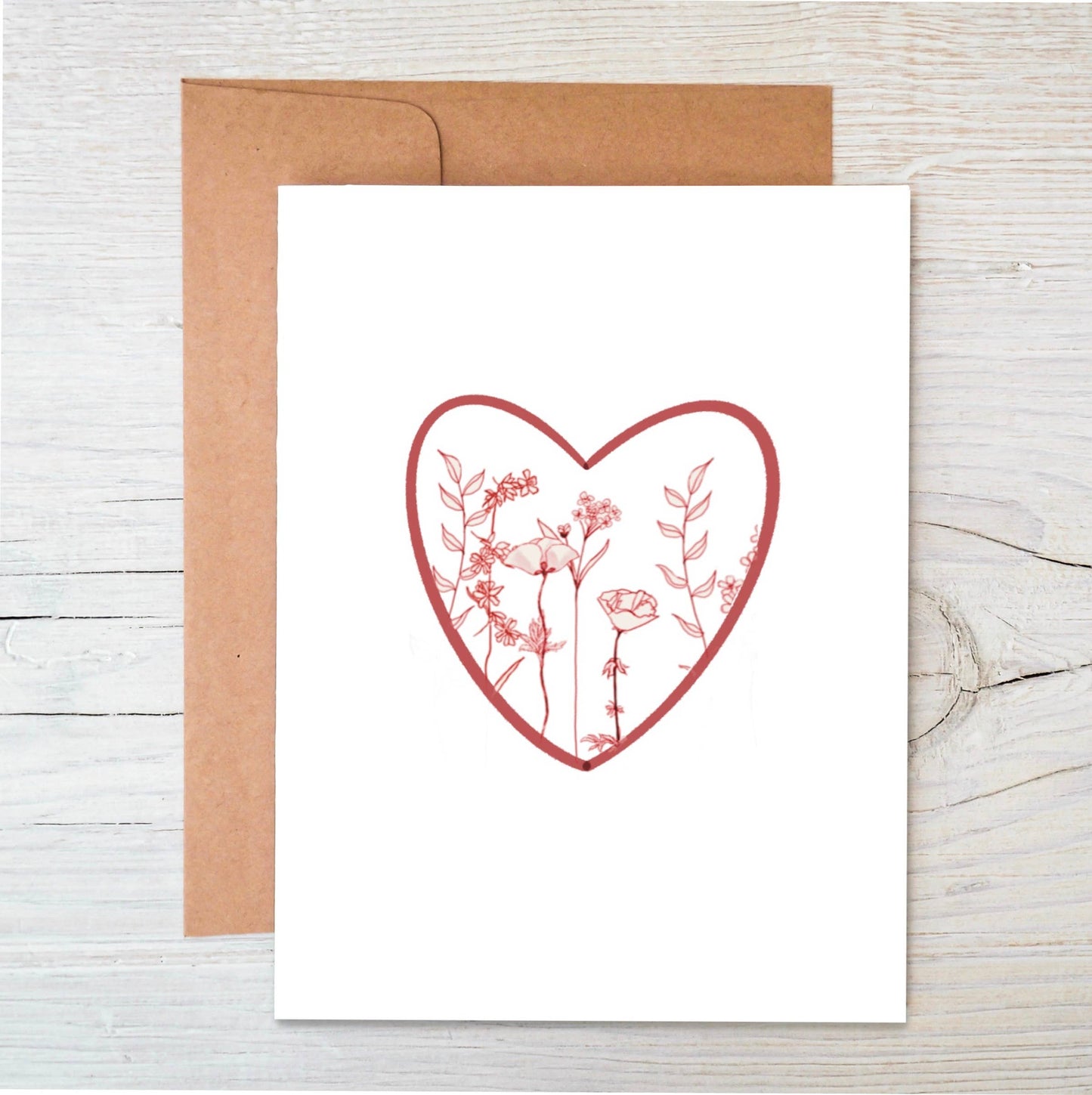 Plantable Love Card | Red Heart | Valentine Card | Eco Card: Kraft brown