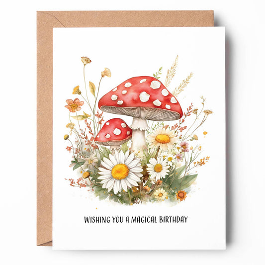 Mushroom Birthday Card BD08 Magical Birthday Floral
