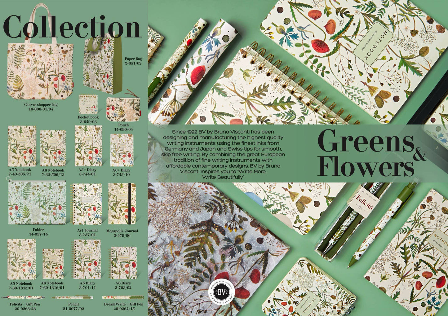 A7 Vegan Leather Pocket Planner -Greens and Flowers