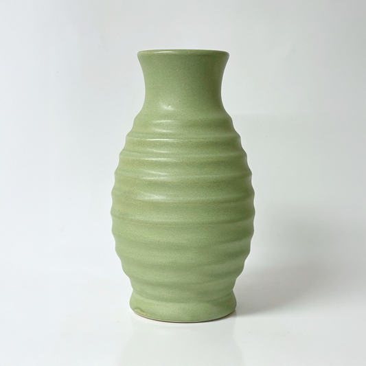 7.5"H Matte Ceramic Ribbed Vase - Sage Green