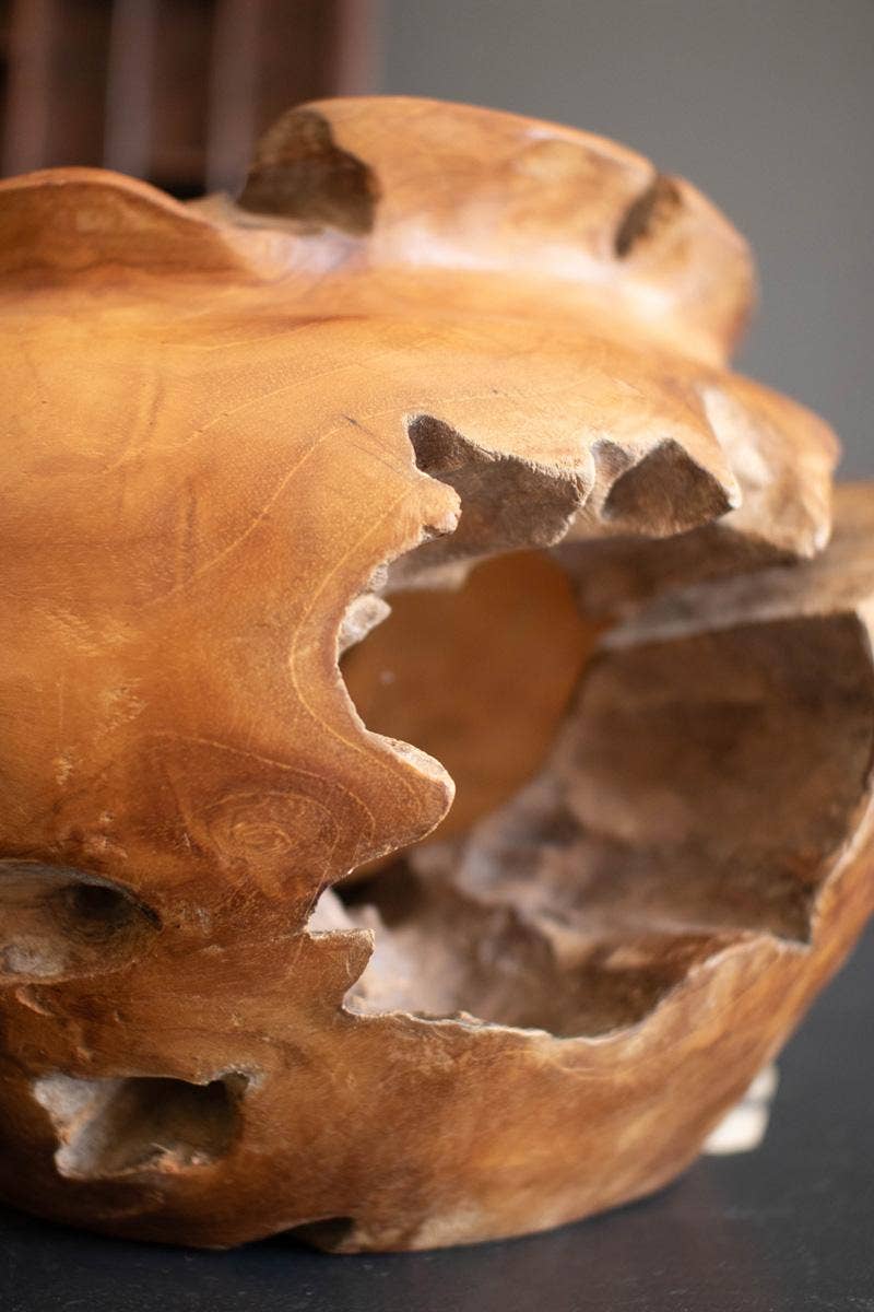 TEAKWOOD URN: Brown / Teakwood / 13"d x 11"t