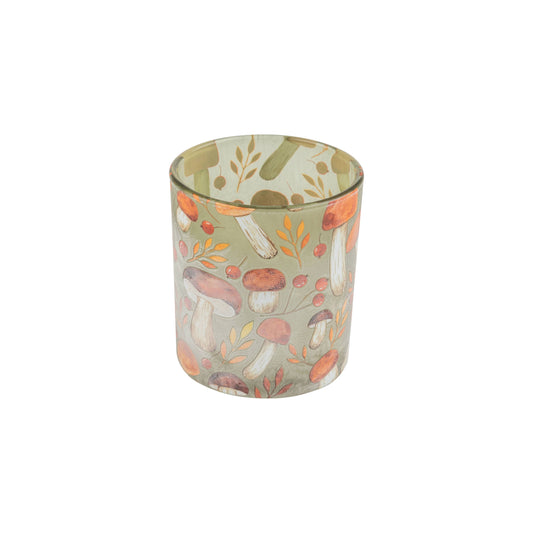 3 inch Frosted Green Tea Light Mushroom Print