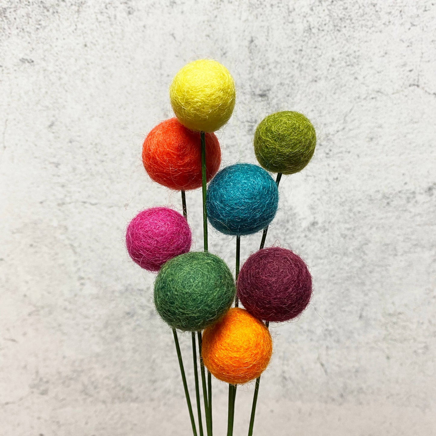 Set of 8 Felt Wool Flower Ball Bouquet Confetti Floral