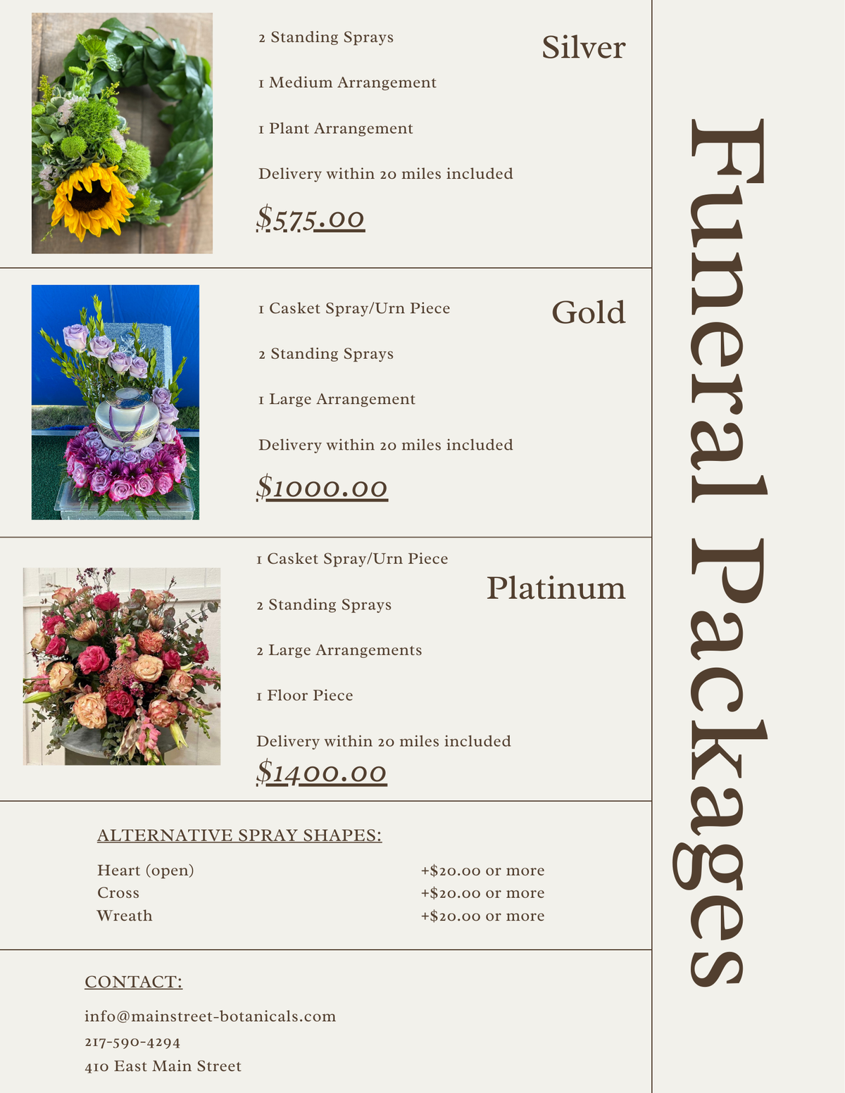 For The Family: Funeral Packages