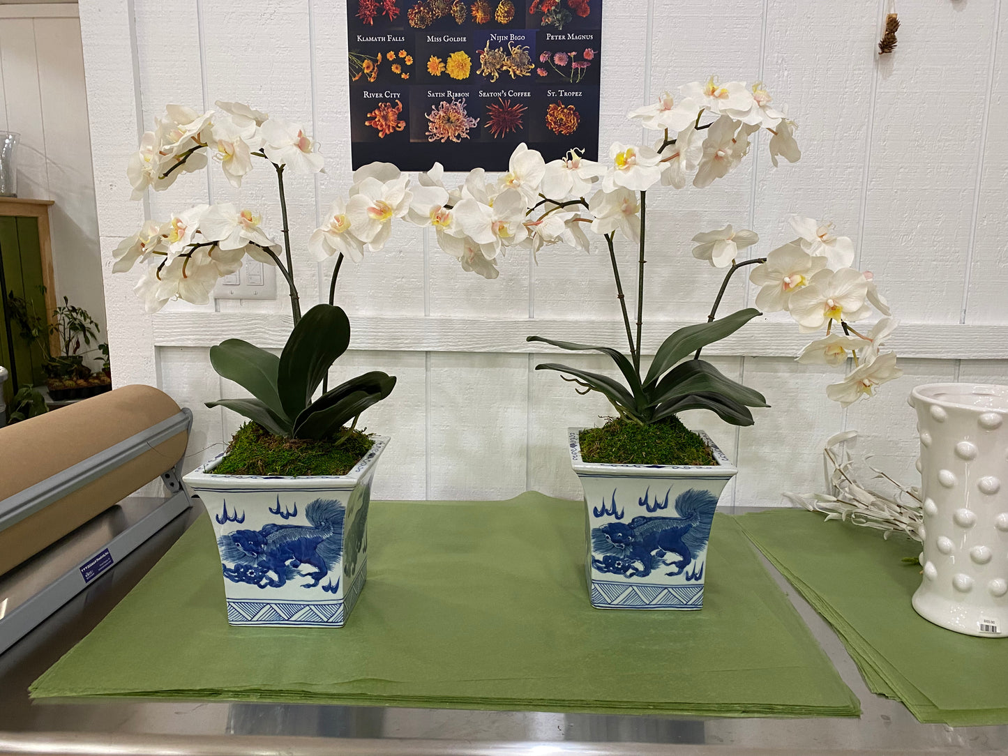 Vintage Asian Cache Pot with Orchid