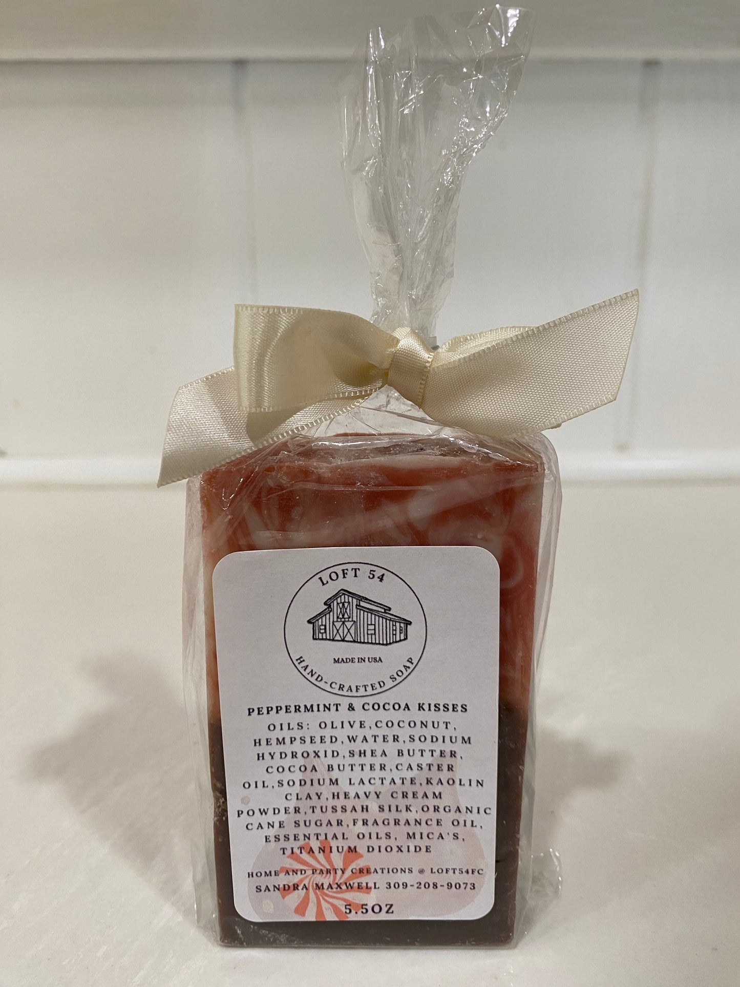 Peppermint Cocoa Kisses Locally Made Soap