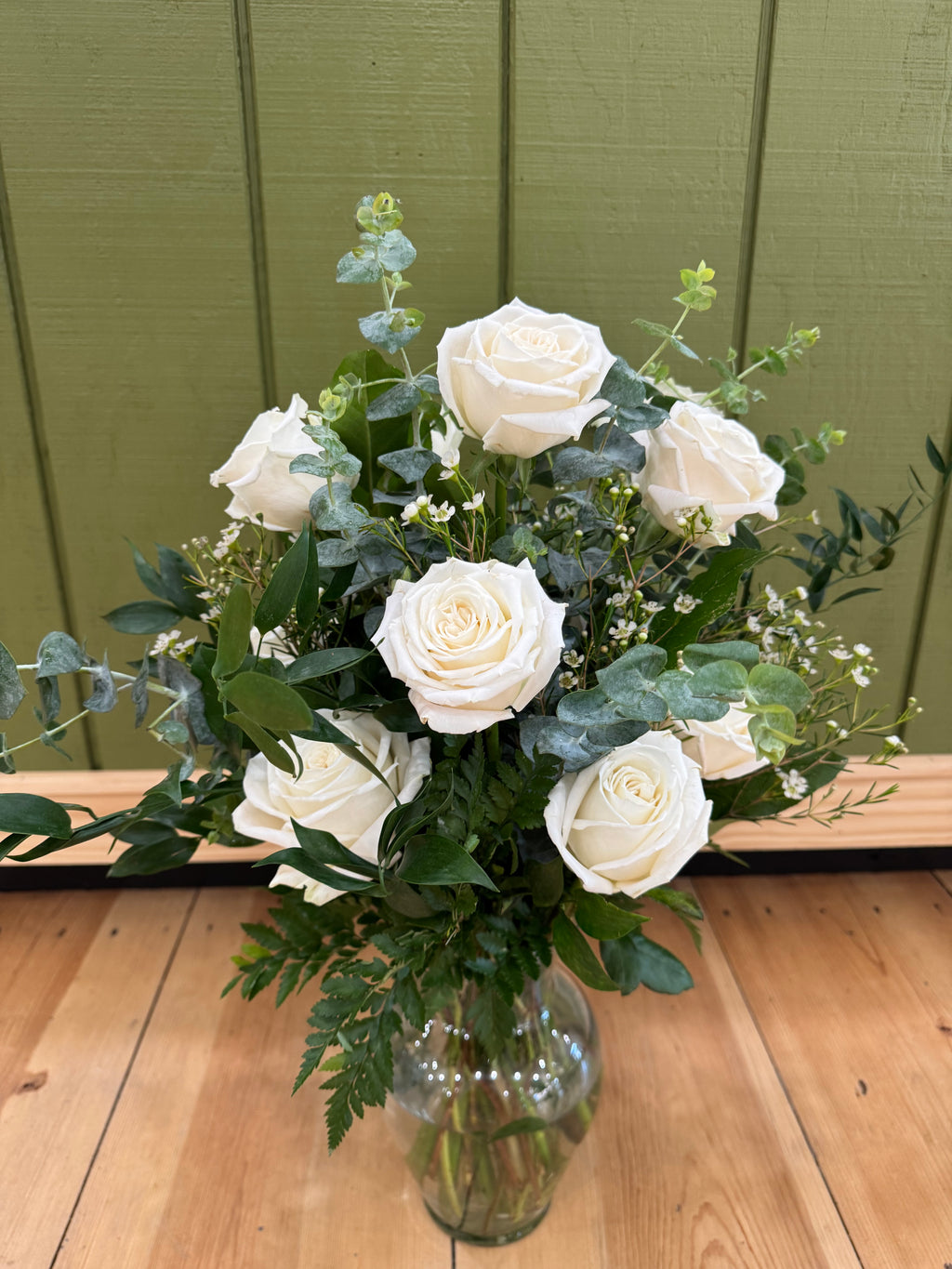 Carol Holly Bouquet - Dozen Roses Arrangement
