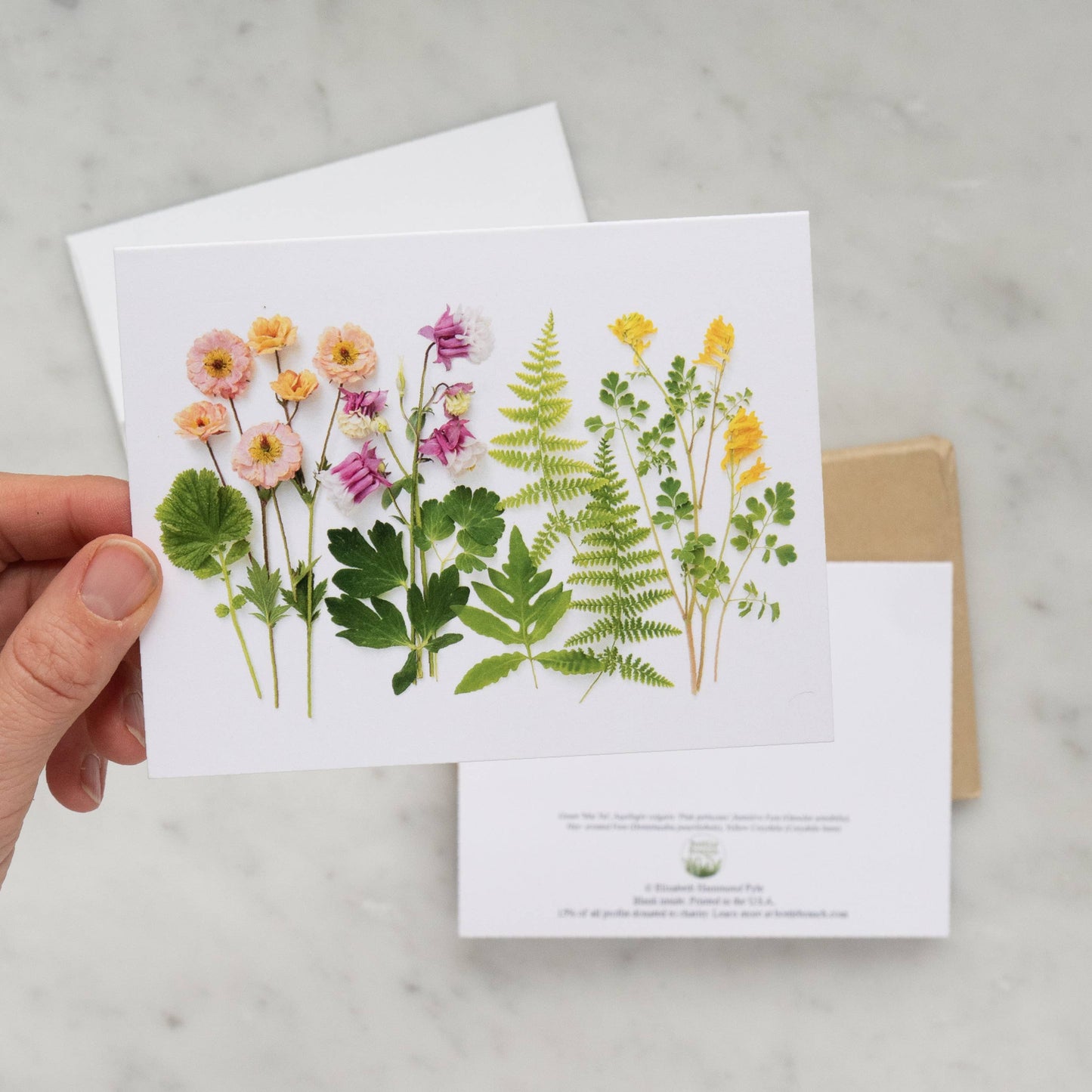 Card - spring wildflowers with ferns