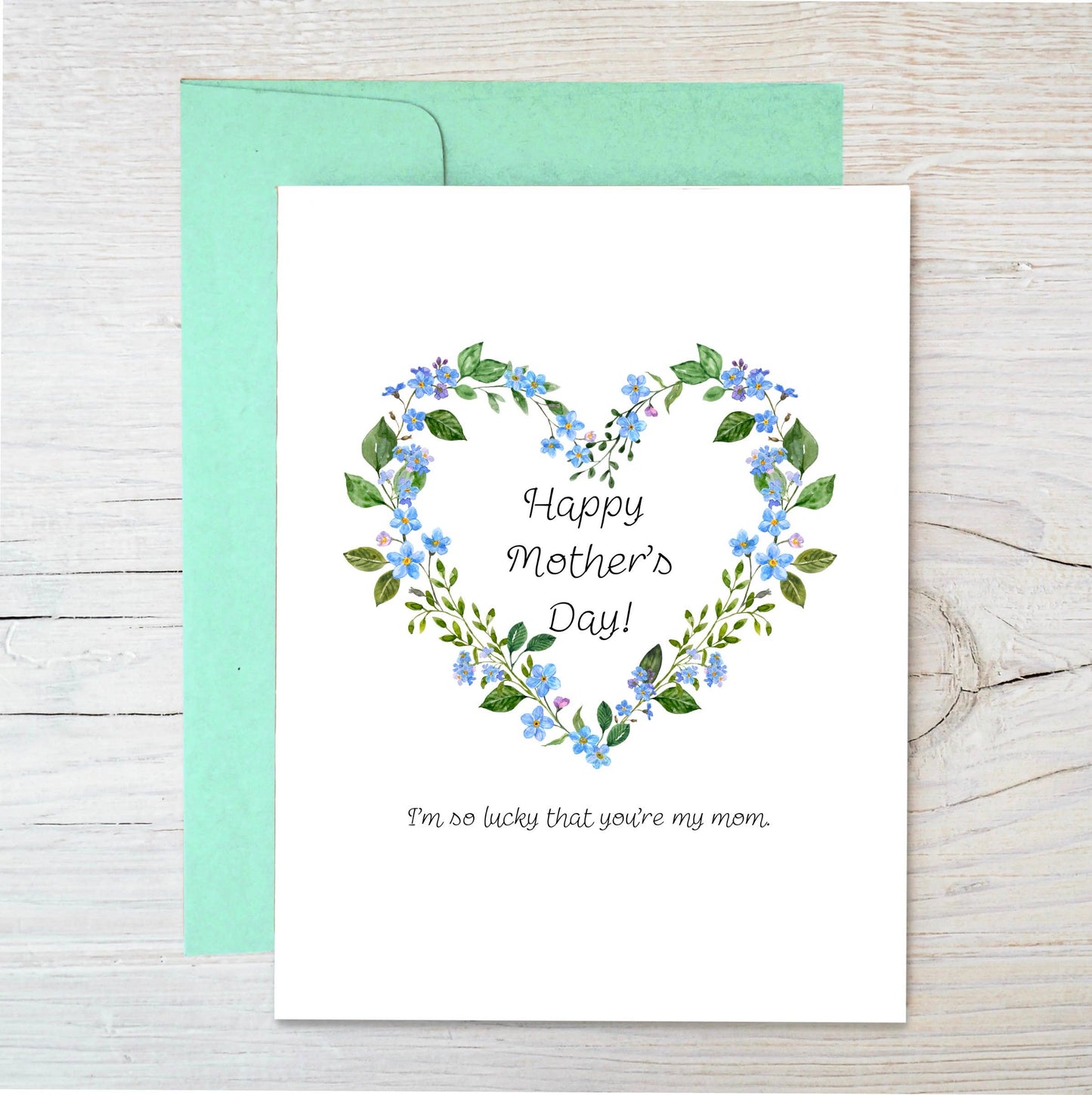 Plantable Card | Mother’s Day Card | Blue Flower Heart: Aqua