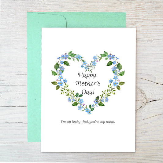 Plantable Card | Mother’s Day Card | Blue Flower Heart: Aqua
