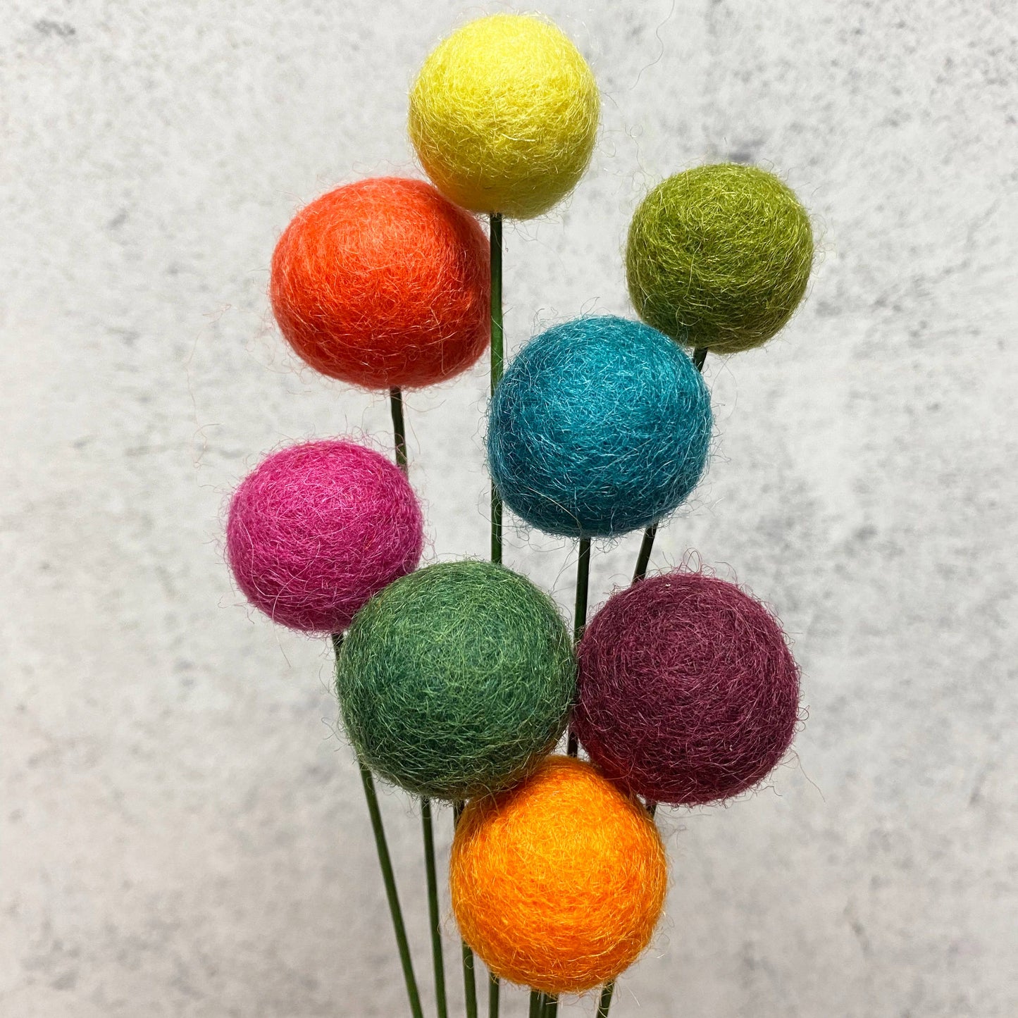 Set of 8 Felt Wool Flower Ball Bouquet Confetti Floral