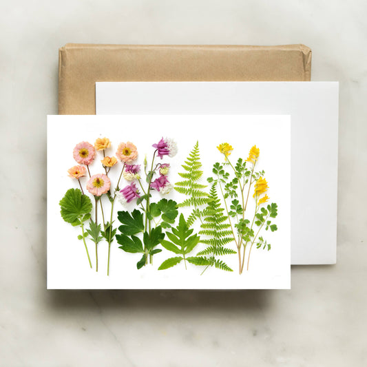 Card - spring wildflowers with ferns