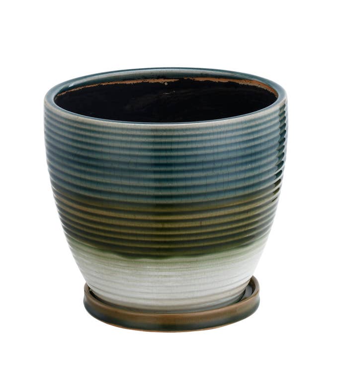 Modern Green & Blue Stripe Planter  Item #11726  April