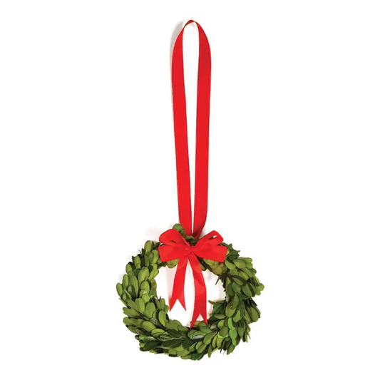 Boxwood Wreath with Red Ribbon