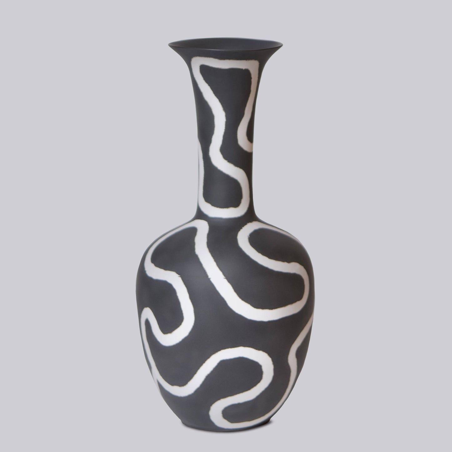 Memphis Porcelain Morning Glory Vase: Patterned black