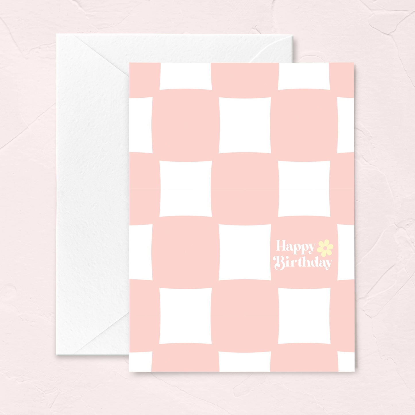 Checkered Retro Happy Birthday Greeting Card